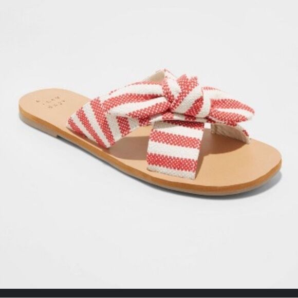 a new day Shoes - Red and White Bow Sandals